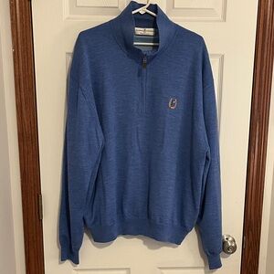 Fairway & Greene Lightweight & Lined Blue Knit 1/4 Zip Golf Sweater - Men’s XL